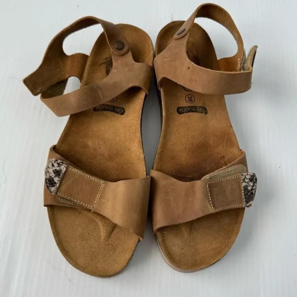 Platon GIrona strappy leather sandals Gel Touch made in Spain size 39 / 8-8.5 US